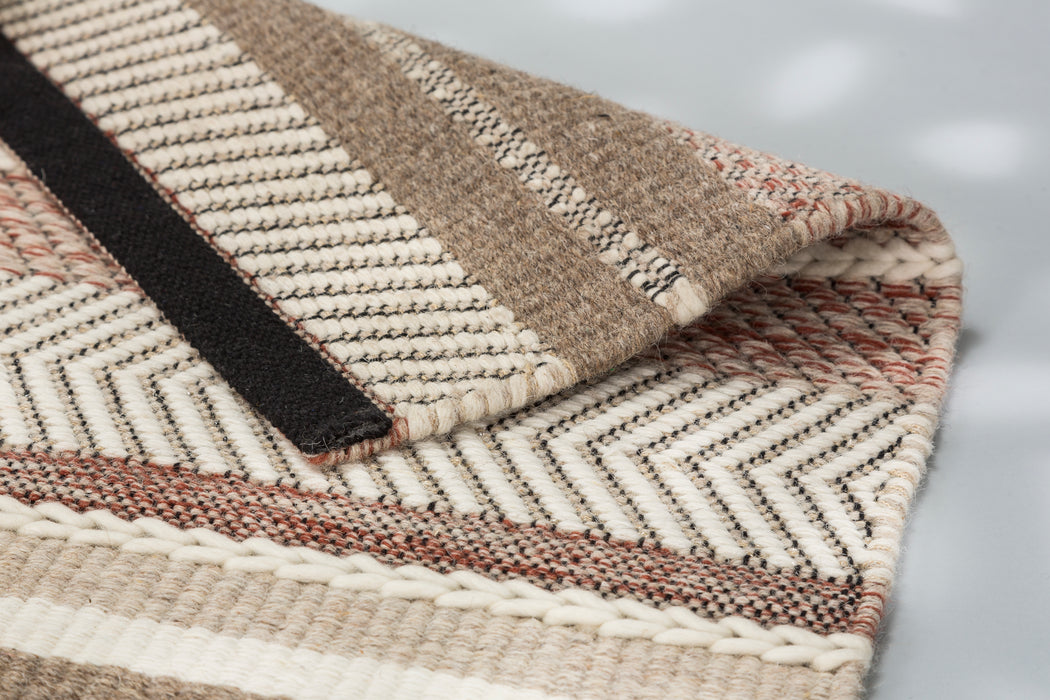 ASTRA Wollteppich Carmen Streifen Braun/Rot Allover 95 % Wolle