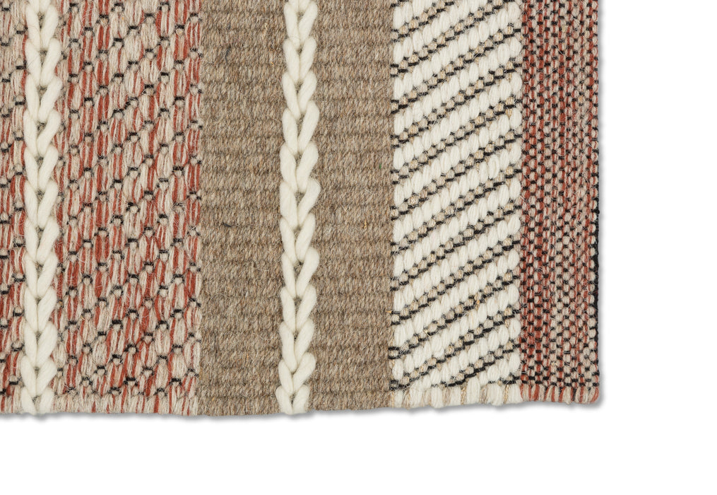 ASTRA Wollteppich Carmen Streifen Braun/Rot Allover 95 % Wolle