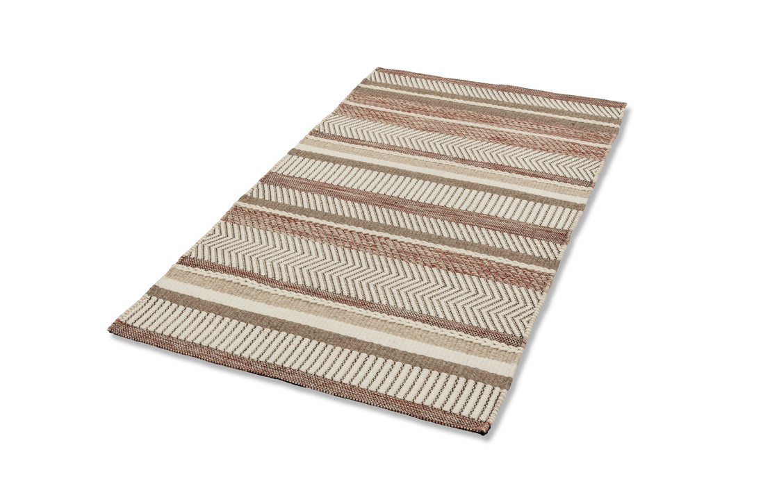 ASTRA Wollteppich Carmen Streifen Braun/Rot Allover 95 % Wolle
